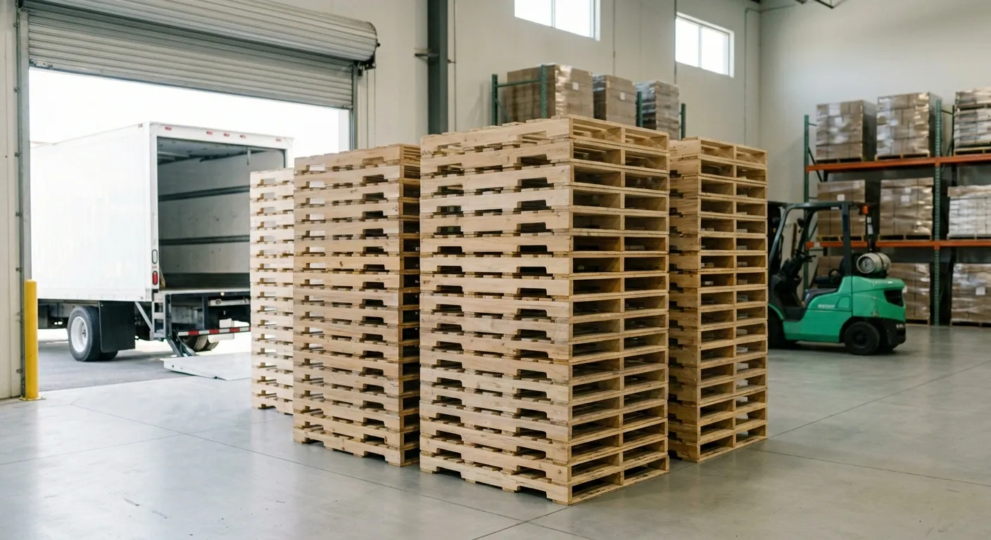 Stacks of Grade A 48x40 pallets ready for buyers in metro Atlanta