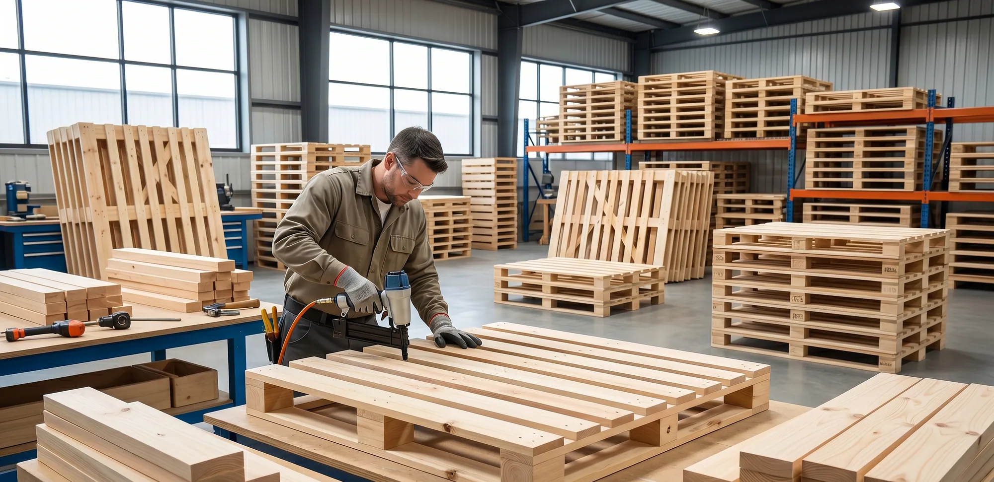 Custom wooden pallet built to spec at Pallet With Us in College Park, GA